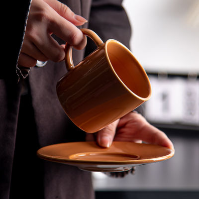 Business Gifts Small Pottery Coffee Mugs With Spoon And Gift Box In Classic Nordic Design