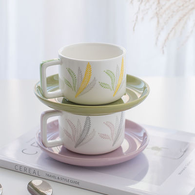 Custom Ceramic Coffee Cup And Saucer With Decal Nordic Design Style for Business Gifts