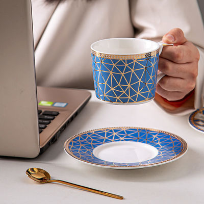 Reusable Floral Decal Design Porcelain Cup And Saucer Set Ceramic Turkish Coffee Tea Cup