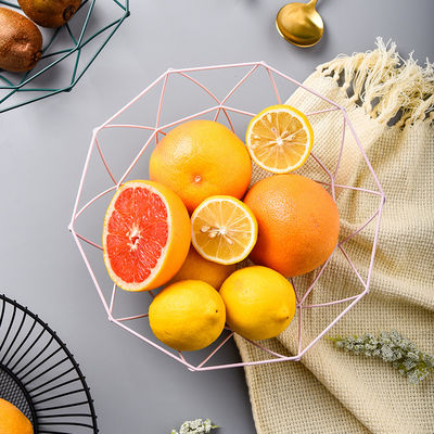 Gold Pink Iron Fruit Basket For Kitchen Table For Organizing Fruits And Vegetables 25-28cm
