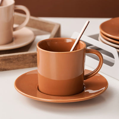 Customized 250ml Brown Luxury European Porcelain Coffee Cup For Occasion Business Gifts