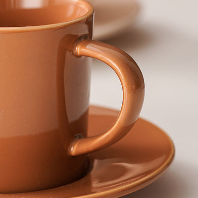 Customized 250ml Brown Luxury European Porcelain Coffee Cup For Occasion Business Gifts