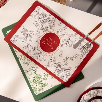 Rectangle Diatom Flower Dining Table Placemats Sustainable Table Cloth Design Style