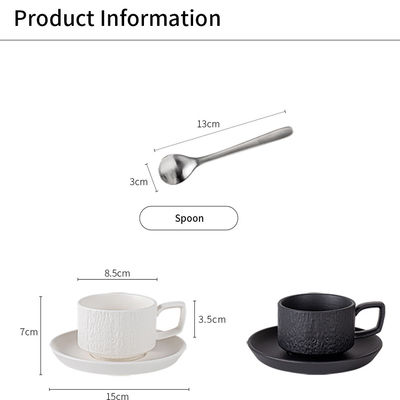 Porcelain Stone Texture Coffee Mug Set Ceramic Tea Cup And Saucer With Vintage Design