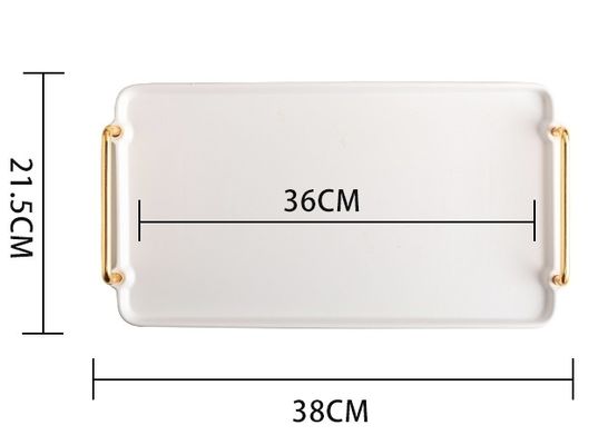 Gold Handled Serving Tray Luxury Ceramic Platter For Party At Restaurant Hotel Home