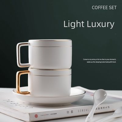 350ml 11.84oz Gold Rimmed Cappuccino Cups And Saucers Perfect For Afternoon Tea Time