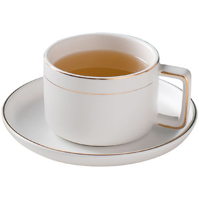 350ml 11.84oz Gold Rimmed Cappuccino Cups And Saucers Perfect For Afternoon Tea Time