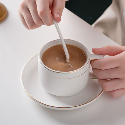 350ml 11.84oz Gold Rimmed Cappuccino Cups And Saucers Perfect For Afternoon Tea Time