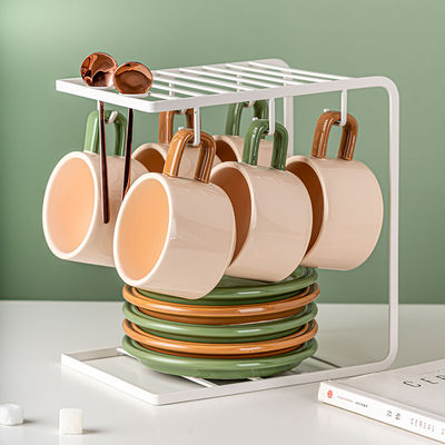 green orange Morandi Ceramic Coffee Cup And Saucer Set 250ml Capacity Modern Design Style