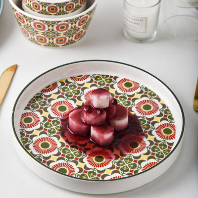 Under Glazed Technique 72 Pcs Bohemian Ceramic Dinnerware Set With Red And Blue Decal