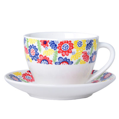 Floral Design Style 12pcs Ceramic Cups And Saucers For Tea Taza De Cafe Tasse A Cafe