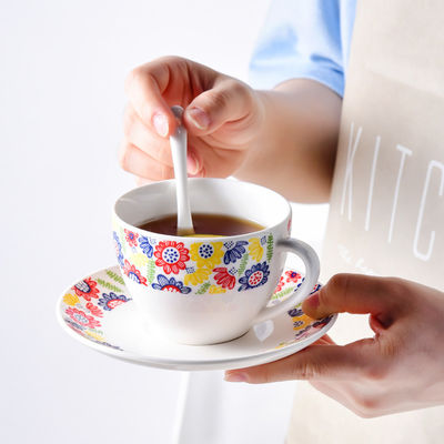 Floral Design Style 12pcs Ceramic Cups And Saucers For Tea Taza De Cafe Tasse A Cafe