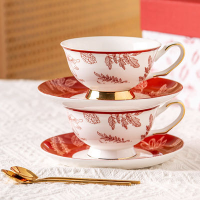 Vintage Design Style Luxury Porcelain Tea Cup And Saucer Set Sustainable Bone Gift