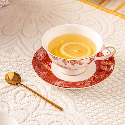 Vintage Design Style Luxury Porcelain Tea Cup And Saucer Set Sustainable Bone Gift