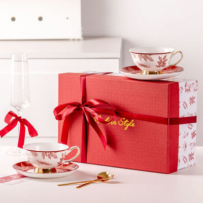 Vintage Design Style Luxury Porcelain Tea Cup And Saucer Set Sustainable Bone Gift