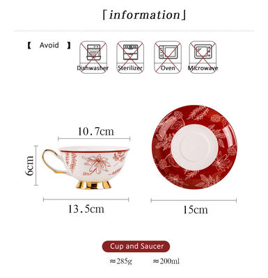 Vintage Design Style Luxury Porcelain Tea Cup And Saucer Set Sustainable Bone Gift