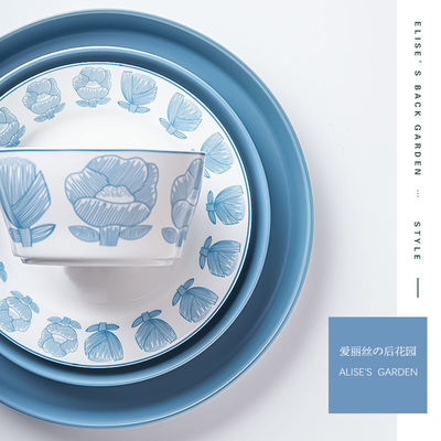 White Blue Porcelain Dinner Sets Nordic Design Style Dinnerware Type Dinnerware Sets