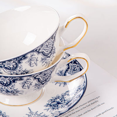 Vintage Design Style 200ml Ceramic Coffee Mug And Saucer Set For Luxury Christmas Gift