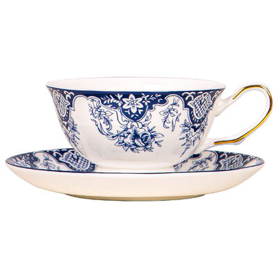 Vintage Design Style 200ml Ceramic Coffee Mug And Saucer Set For Luxury Christmas Gift