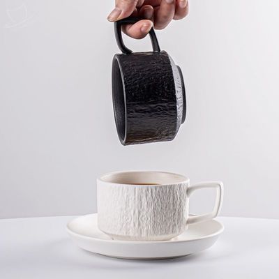Europe Design Porcelain Tea Cup And Saucer Set Stone Texture Nordic Cappuccino Cup Set