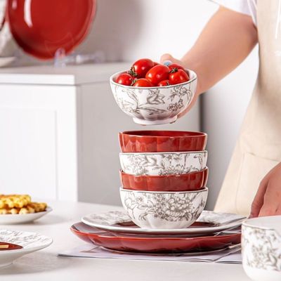 Business Gifts Floral Porcelain Ceramics Salad Bowl Set of 4 Sustainable and Stylish