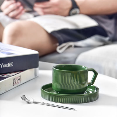200ml Green Ceramic Teacup Classic Design Style Ceramic Cup & Saucer Set Enjoy Afternoon Tea Time