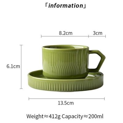 200ml Green Ceramic Teacup Classic Design Style Ceramic Cup & Saucer Set Enjoy Afternoon Tea Time