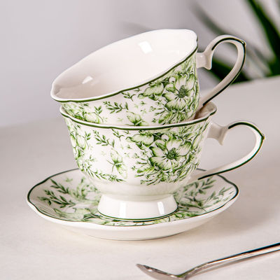 Ceramic European Style Vintage Tea Cup And Saucer Set British Blue Porcelain Mug