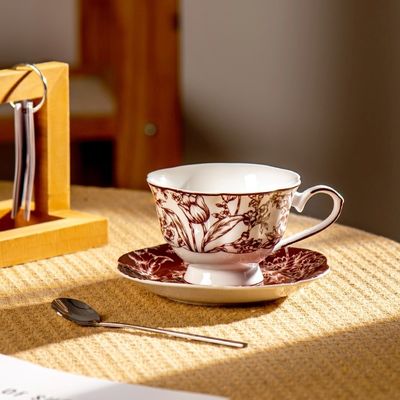 Ceramic European Style Vintage Tea Cup And Saucer Set British Blue Porcelain Mug