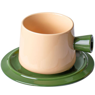 Solid Color 300ml light orange Cup And Saucer Set In Nordic Style For Business Occasions