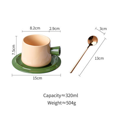 Solid Color 300ml light orange Cup And Saucer Set In Nordic Style For Business Occasions