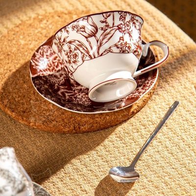 Flower Design Ceramic Valentine Gift Set For Girls 200 Ml Cup And Saucer With Gift Box