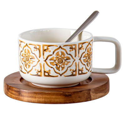 Porcelain Cup And Saucer Set Ceramic Tea Cup Set With Flower Design For Ramadan 2024