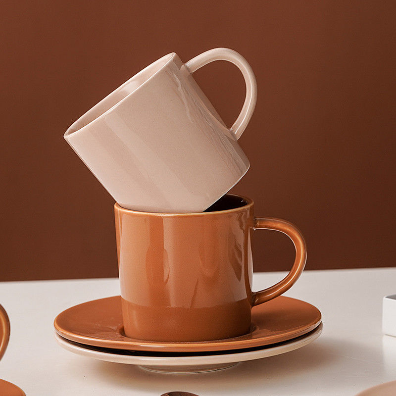 Customized 250ml Brown Luxury European Porcelain Coffee Cup For Occasion Business Gifts