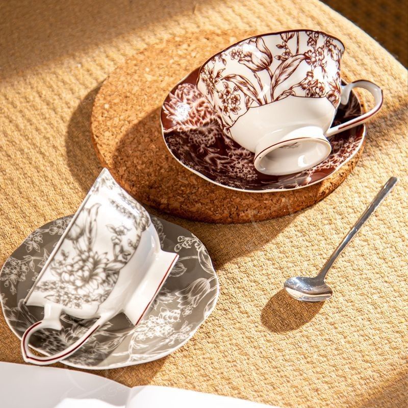 Flower Design Ceramic Valentine Gift Set For Girls 200 Ml Cup And Saucer With Gift Box
